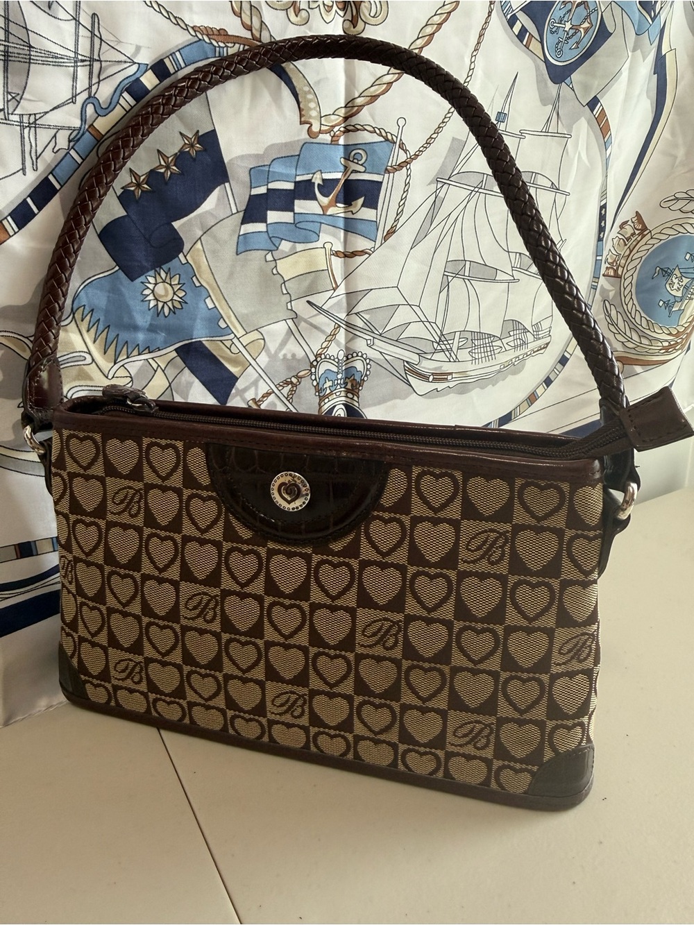 Brighton Brown Heart-Pattern Shoulder Bag